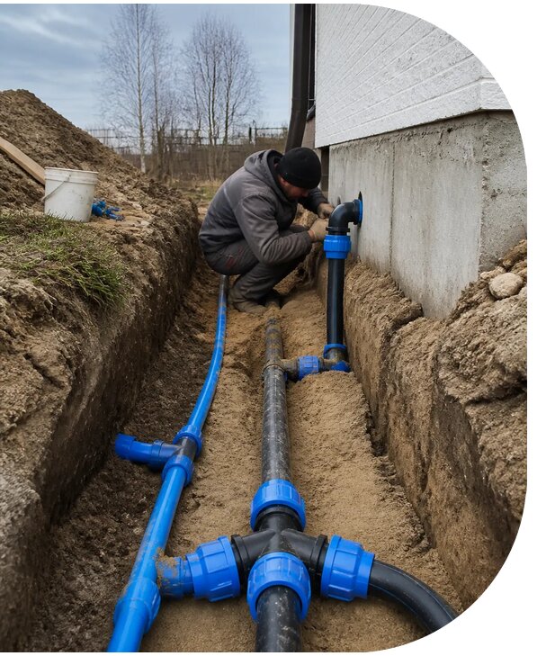 Монтаж наружного водопровода на участке под ключ в Бугуруслане